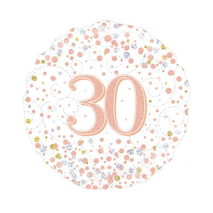 30th Sparkling Fizz Birthday White & Rose Gold Holographic