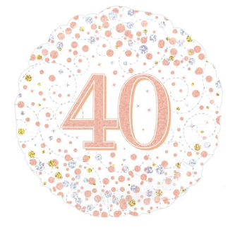 40th Sparkling Fizz Birthday White & Rose Gold Holographic