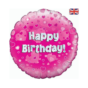 Happy Birthday Pink Holographic Foil Balloon