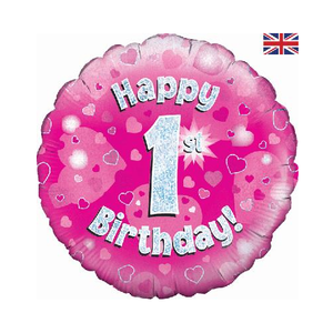 Happy 1st Birthday Pink Holographic