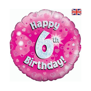 Happy 6th Birthday Pink Holographic