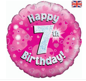 Happy 7th Birthday Pink Holographic