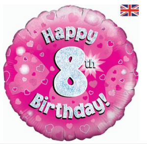 Happy 8th Birthday Pink Holographic
