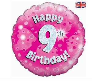 Happy 9th Birthday Pink Holographic