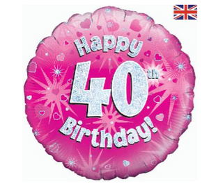 Happy 40th Birthday Pink Holographic