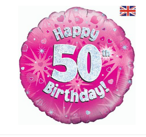 Happy 50th Birthday Pink Holographic