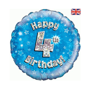 Happy 4th Birthday Blue Holographic