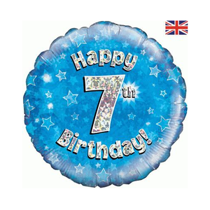 Happy 7th Birthday Blue Holographic