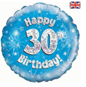 Happy 30th Birthday Blue Holographic
