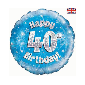 Happy 40th Birthday Blue Holographic