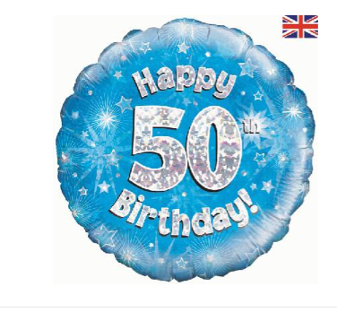 Happy 50th Birthday Blue Holographic