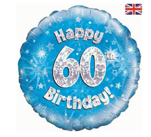 Happy 60th Birthday Blue Holographic