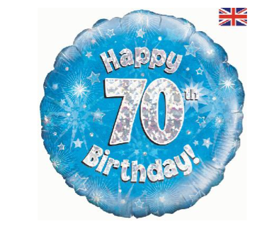 Happy 70th Birthday Blue Holographic
