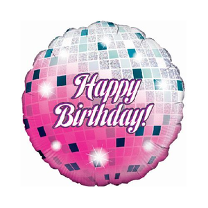 Glitterball Birthday Holographic Foil Balloon (18 inch)