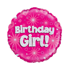 Birthday Girl Pink Holographic Foil Balloon