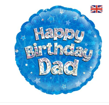 Happy Birthday Dad Blue Holographic Foil Balloon