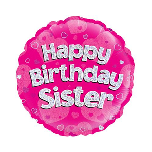 Happy Birthday Sister Holographic Foil Balloon
