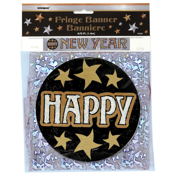 Foil New Year's Stars Fringe Banner (4.75 ft)