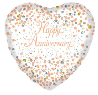 Sparkling Fizz Happy Anniversary White & Rose Gold Holographic (18inch)
