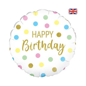 Pastel Dots Happy Birthday Holographic (18inch)