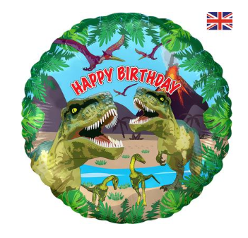 Jurassic Dinosaur Happy Birthday Metallic Foil Balloon (18 inch)