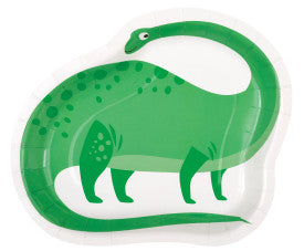 Blue & Green Dinosaur Shaped Plates 8.25"- (8 Pack)