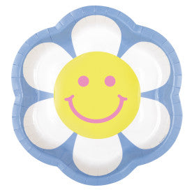 Groovy Birthday Flower Shaped Plates 8.25"- (8 Pack)