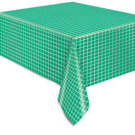 Silver & Bright Green Rectangular Foil Table Cover (54" x 84")