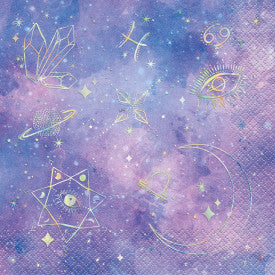 Purple Galaxy Luncheon Napkins Iridescent Foil Stamping - (16 Pack)