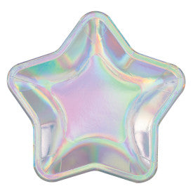 Purple Galaxy Star Shaped 8.25" Plates Iridescent Foil Stamping - (8 Pack)