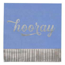 Silver & Bright "Hooray" Fringe Luncheon Napkins Foil Stamping - (16 Pack)