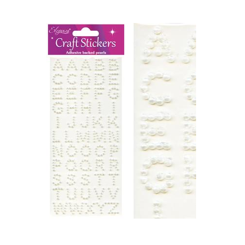 Craft Stickers Pearl Alphabet White No.01
