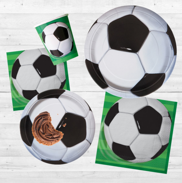 3D Soccer Round 7" Dessert Plates (8 Pack)
