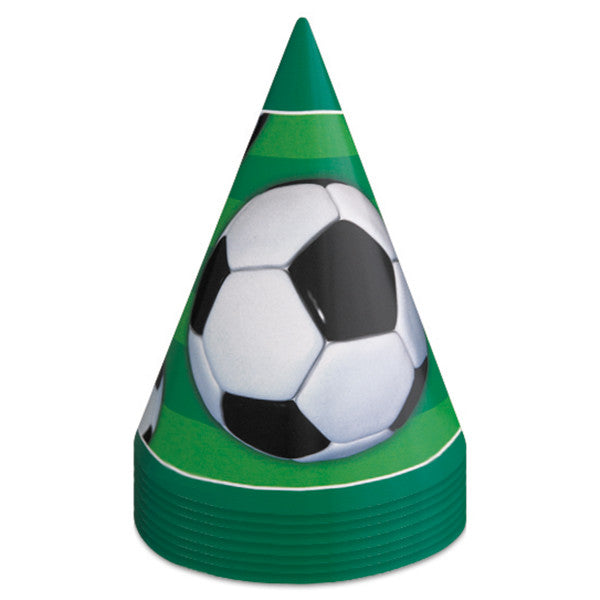 3D Soccer Party Hats (8 pack)