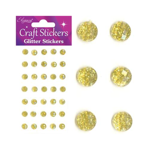Craft Stickers 8mm 35 Glitter gems Gold No.35