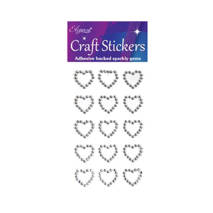Craft Stickers Diamante Open heart 15pcs Silver No.28