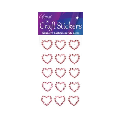 Craft Stickers Diamante Open heart 15pcs Lt. Pink No.21