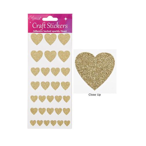 Craft Stickers Glitter Hearts Assortment Gold No.35