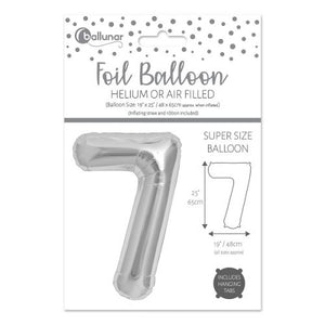 Number 7 Silver Foil Balloon (65cm)