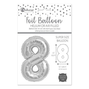 Number 8 Silver Foil Balloon (65cm)