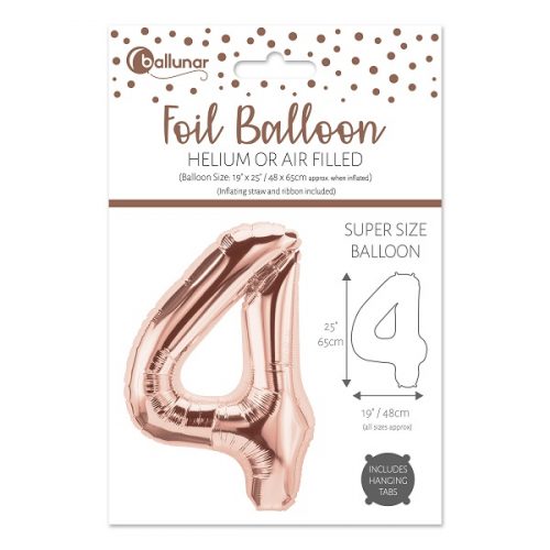 Number 4 Rose Gold Foil Balloon (65cm)