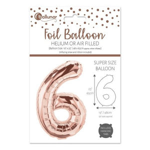 Number 6 Rose Gold Foil Balloon (65cm)