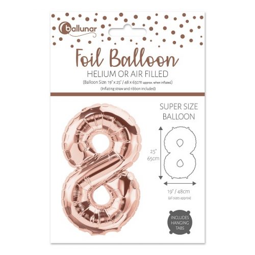 Number 8 Rosegold Foil Balloon (65cm)
