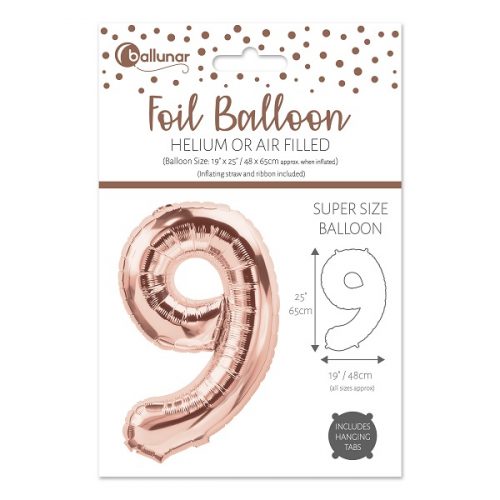 Number 9 Rose Gold Foil Balloon (65cm)