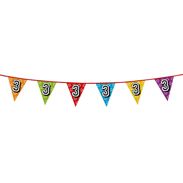 Holographic bunting '3' (8 m)