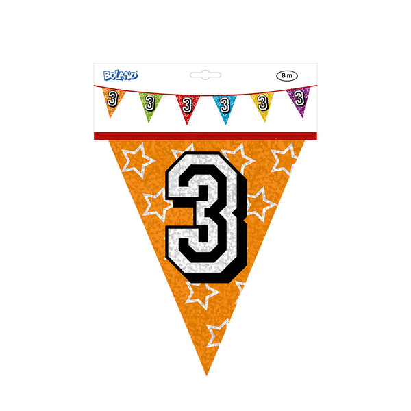 Holographic bunting '3' (8 m)