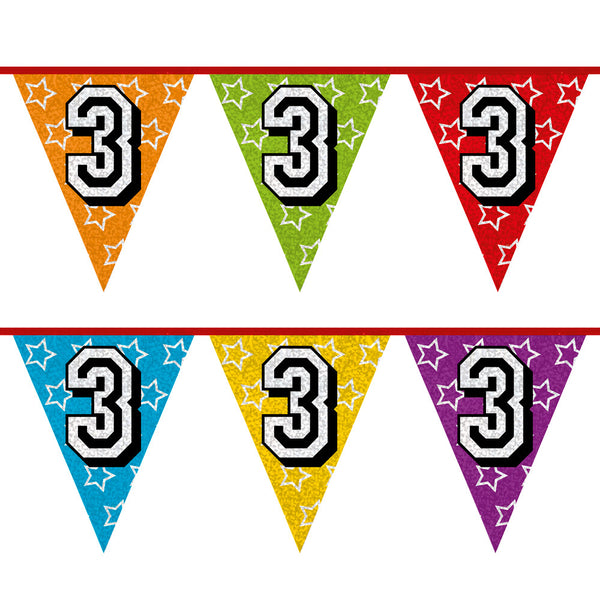 Holographic bunting '3' (8 m)