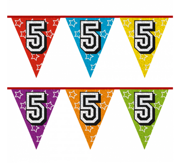 Holographic bunting '5' (8 m)