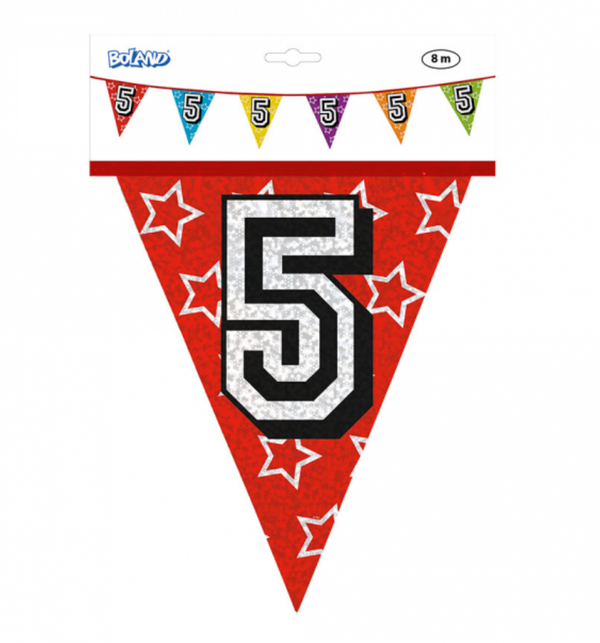 Holographic bunting '5' (8 m)