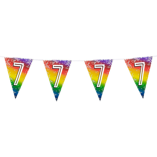 Foil bunting '7' Rainbow (6 m)